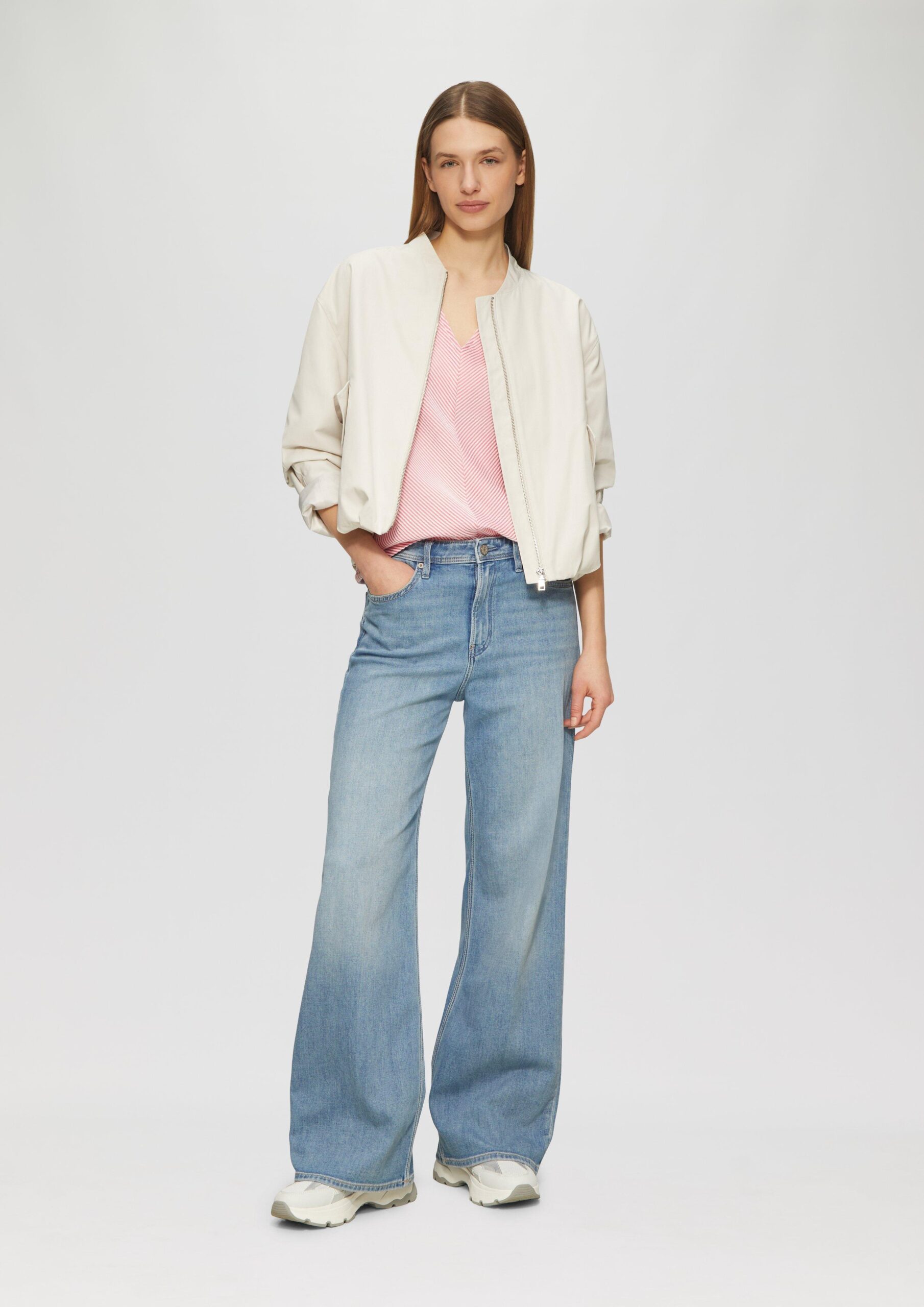 Shirt mit Strukturstreifen und Fledermausärmeln