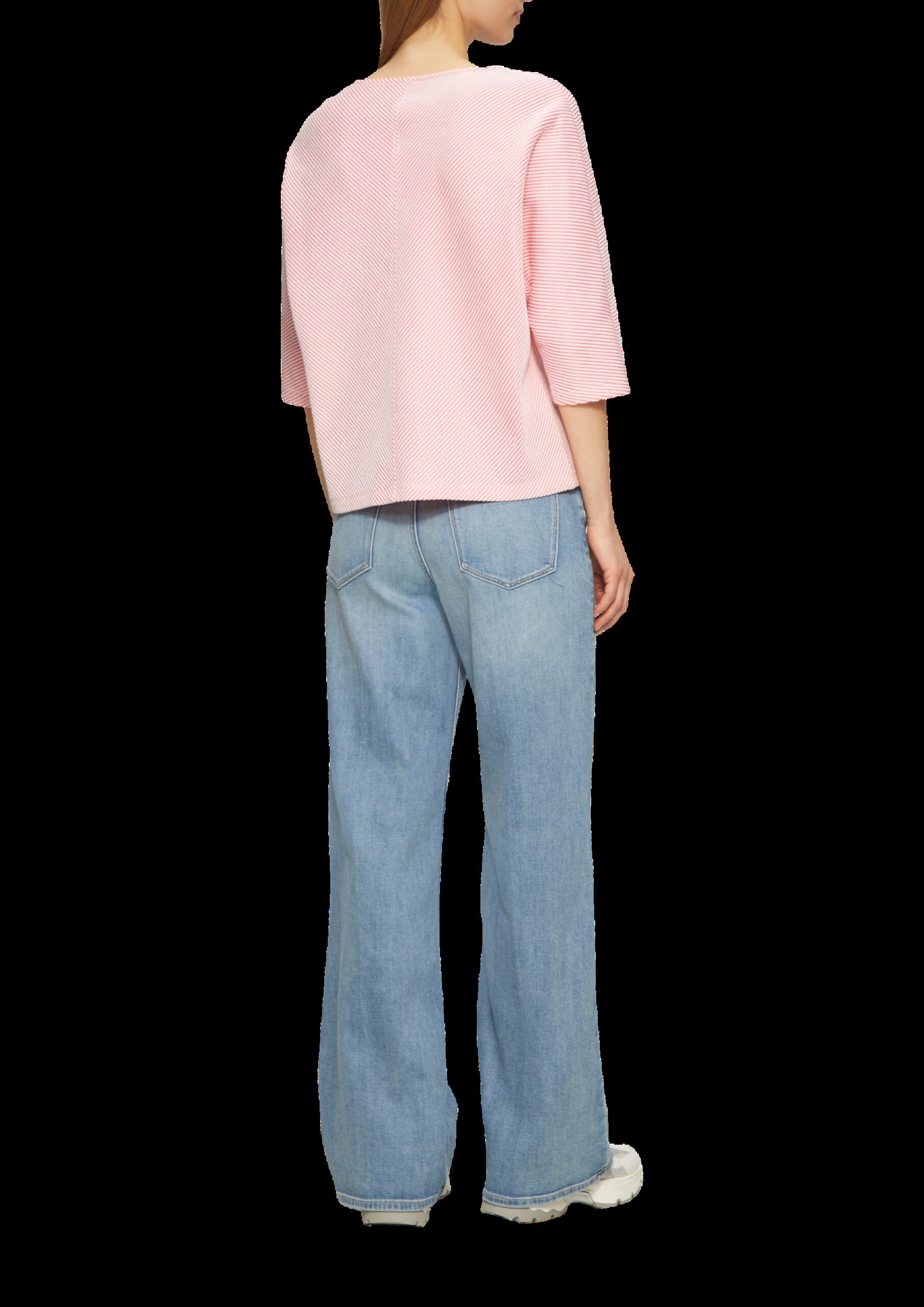 Shirt mit Strukturstreifen und Fledermausärmeln