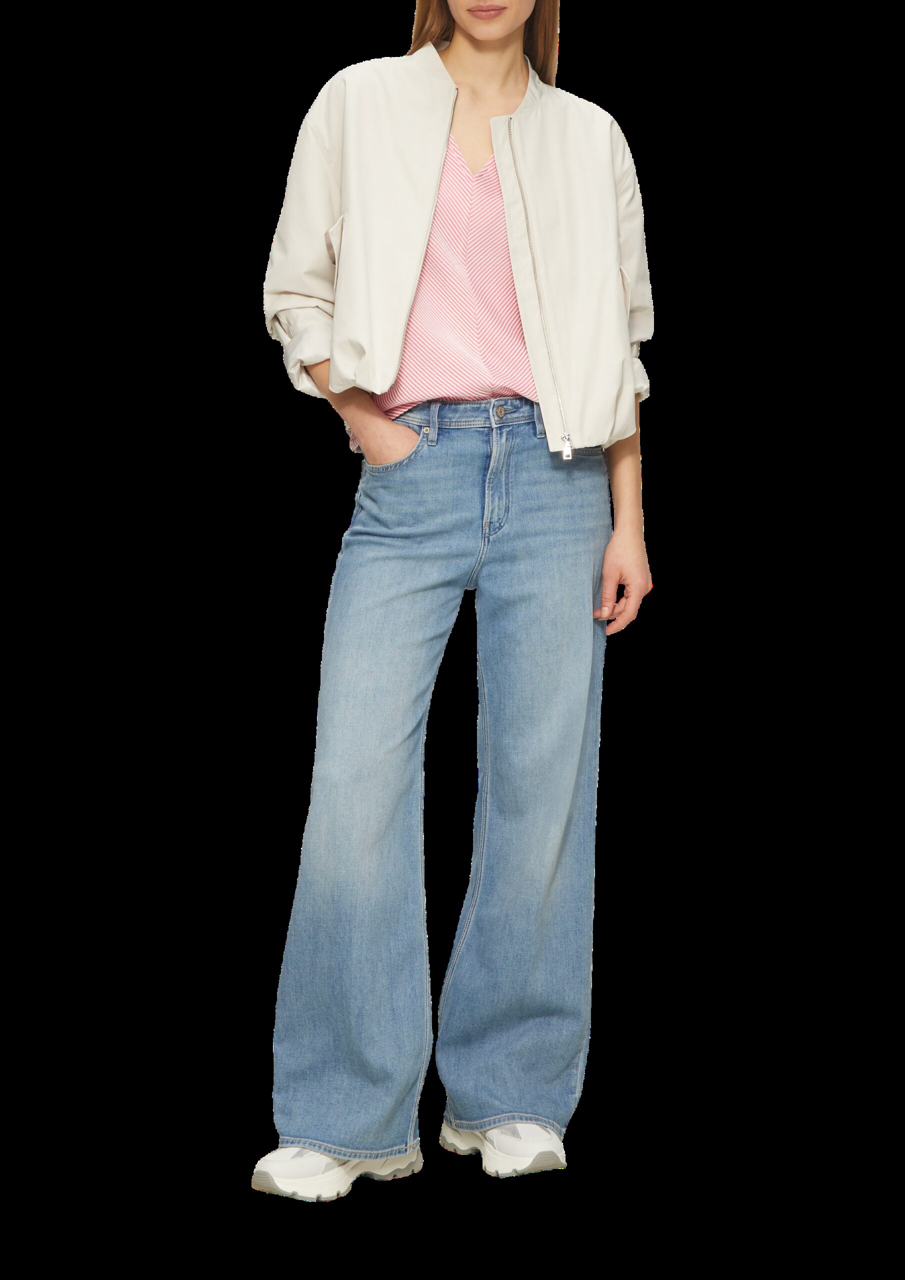 Shirt mit Strukturstreifen und Fledermausärmeln