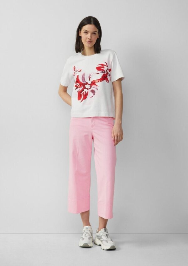 Leichtes Kurzarm-Sweatshirt mit Print und Pailletten