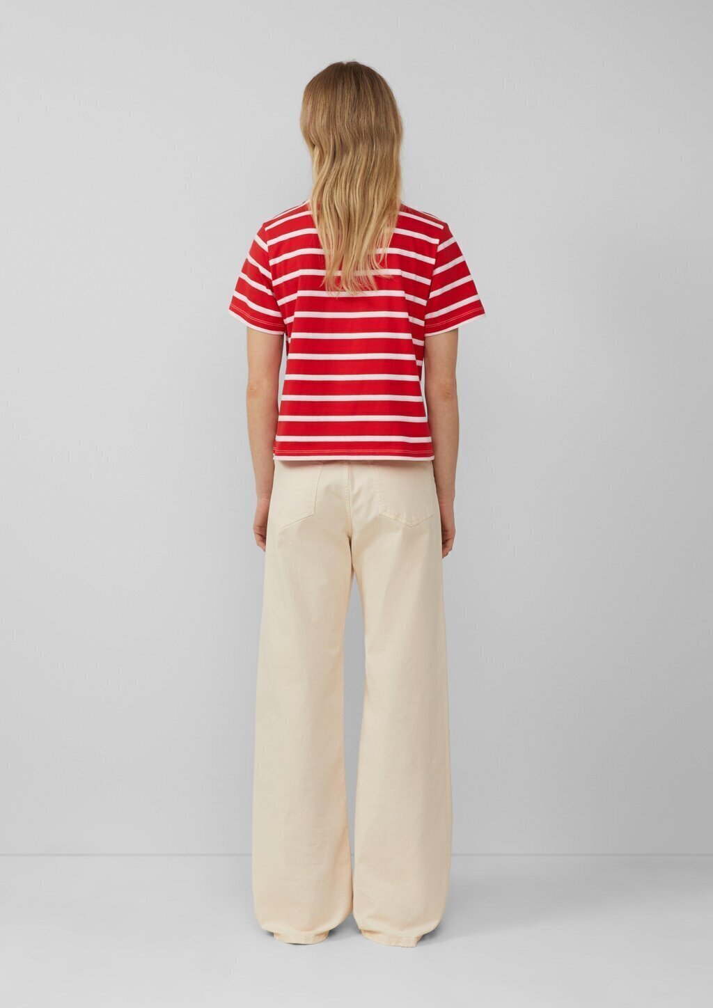 Verkürztes Baumwoll-T-Shirt mit Streifen
