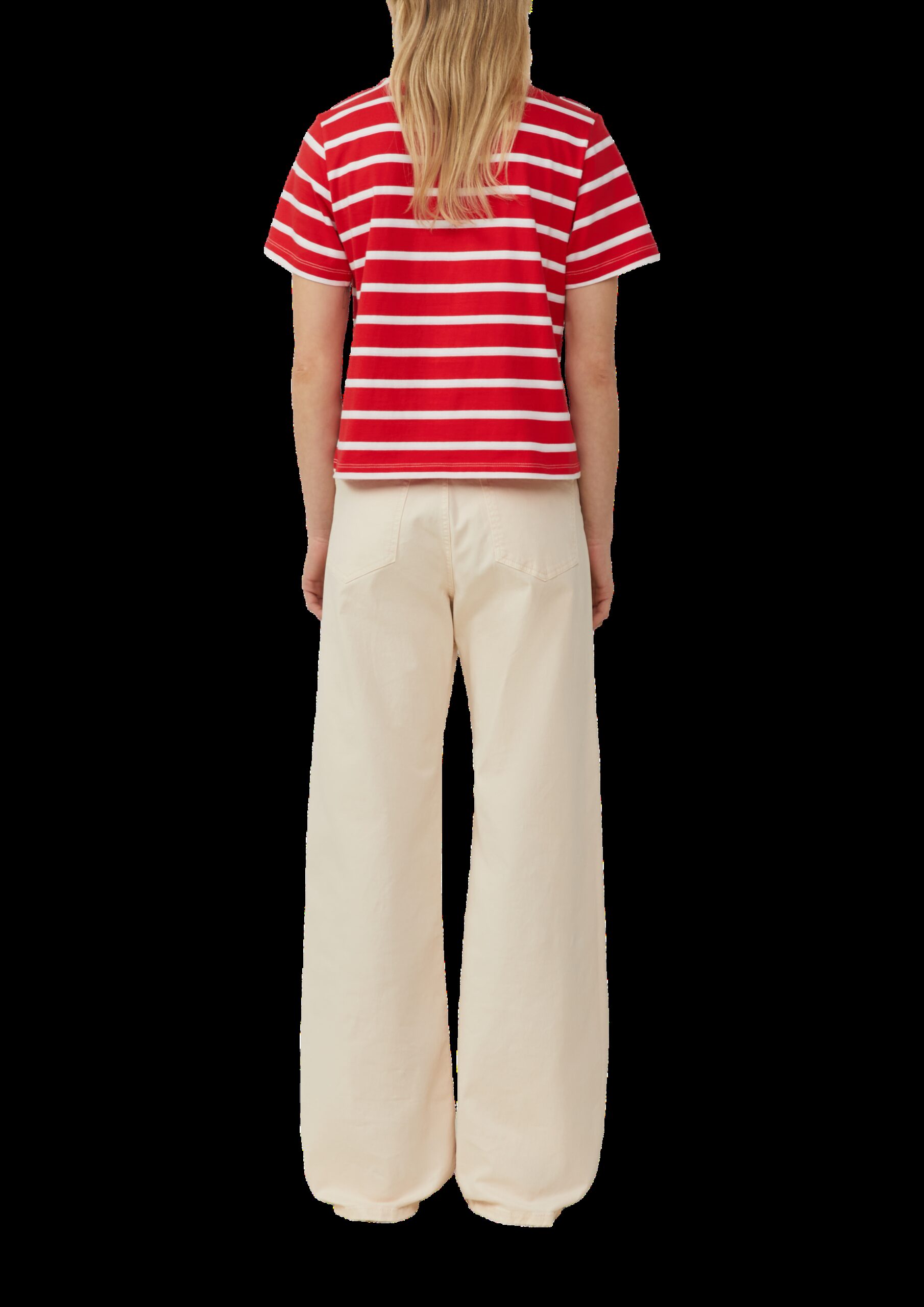 Verkürztes Baumwoll-T-Shirt mit Streifen