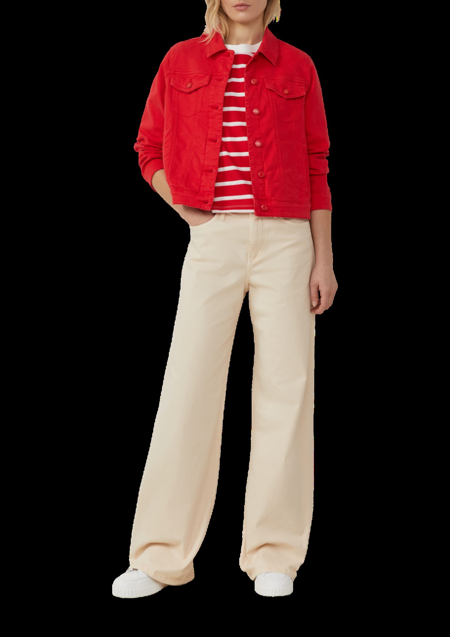 Verkürztes Baumwoll-T-Shirt mit Streifen