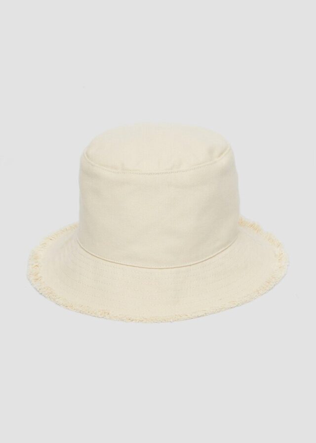 Bucket-Hat aus Canvas mit Fransen