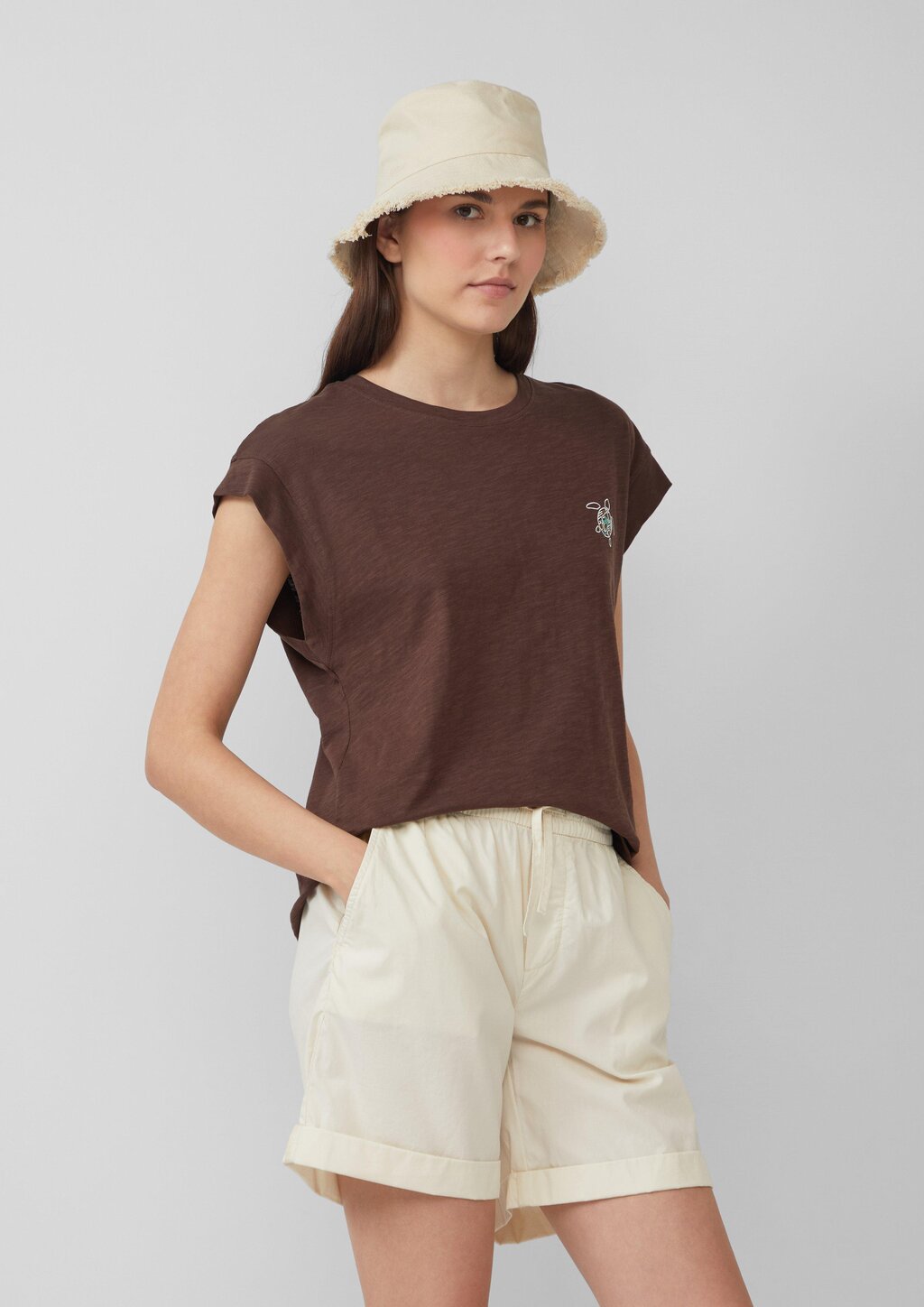 Bucket-Hat aus Canvas mit Fransen