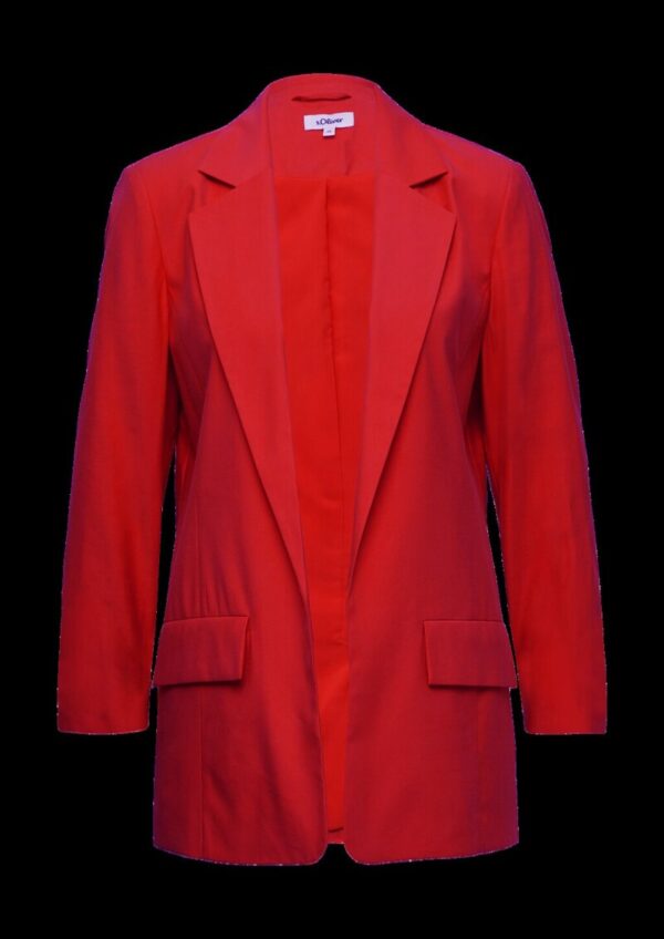 Langer Blazer aus Viskosemix mit Raff-Detail am Ärmel