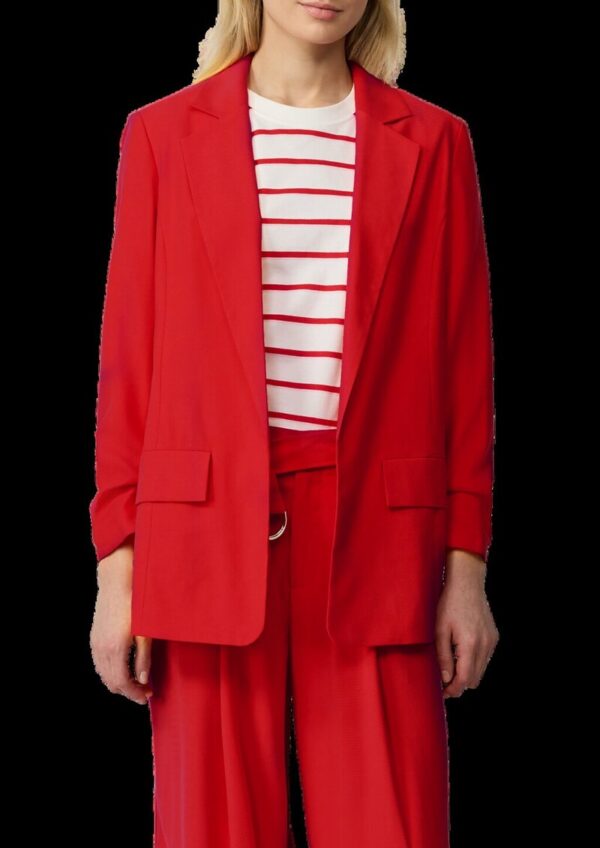 Langer Blazer aus Viskosemix mit Raff-Detail am Ärmel