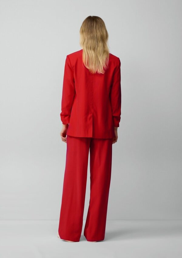 Langer Blazer aus Viskosemix mit Raff-Detail am Ärmel