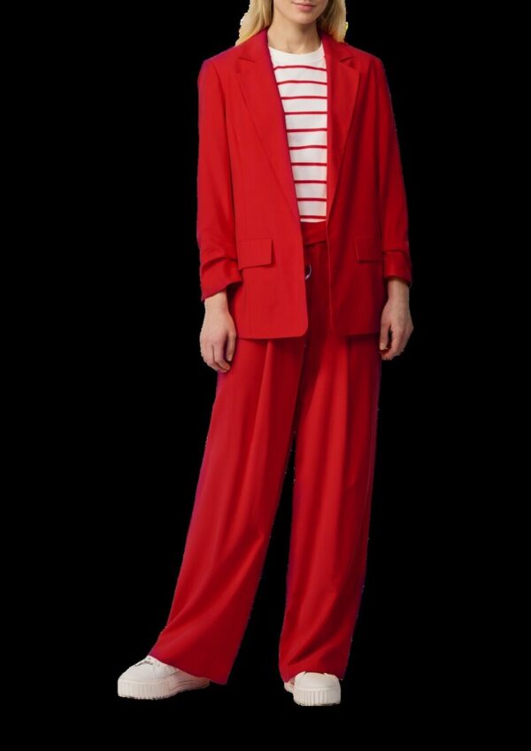 Langer Blazer aus Viskosemix mit Raff-Detail am Ärmel