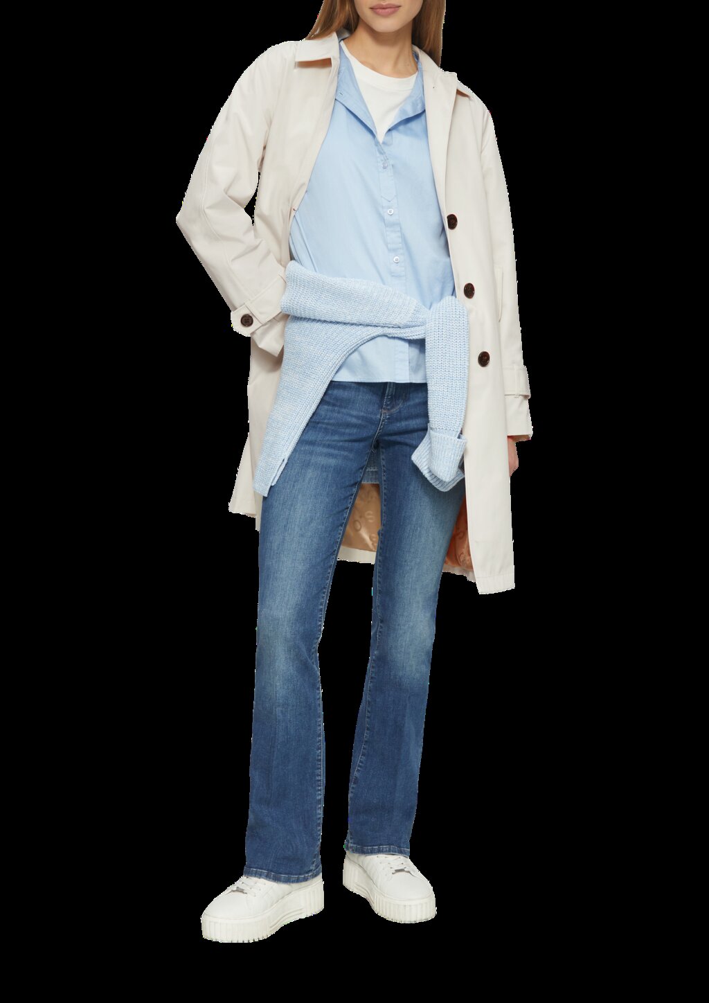 Carcoat mit Rückenschlitz und Riegeldetail am Ärmel