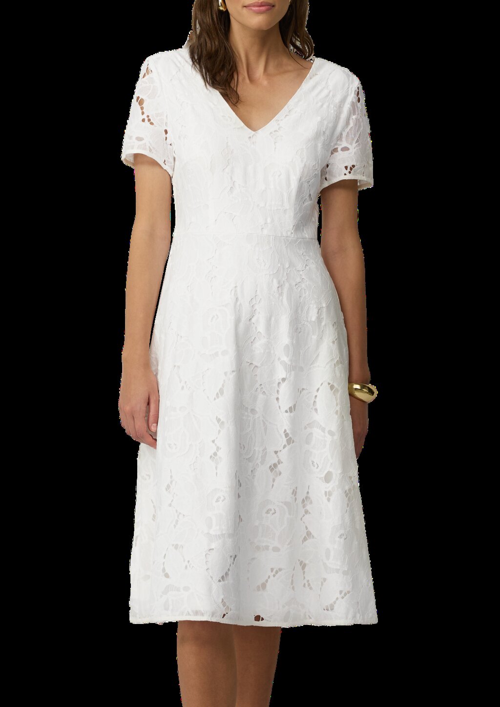 Midikleid aus Spitze mit blickdichtem Futter und floralem Muster