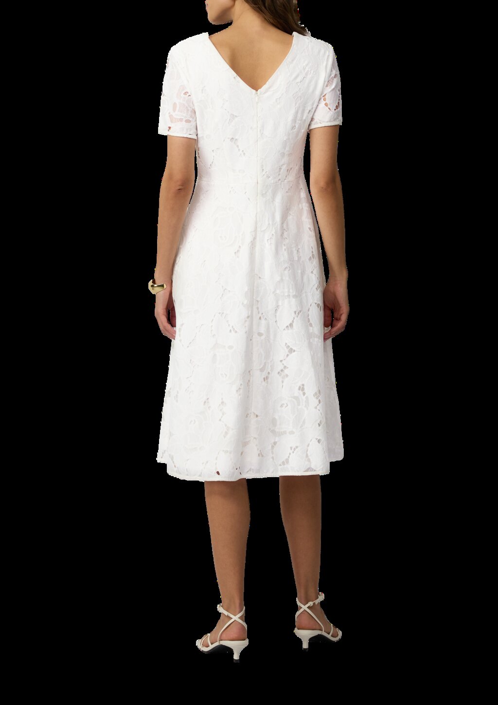 Midikleid aus Spitze mit blickdichtem Futter und floralem Muster