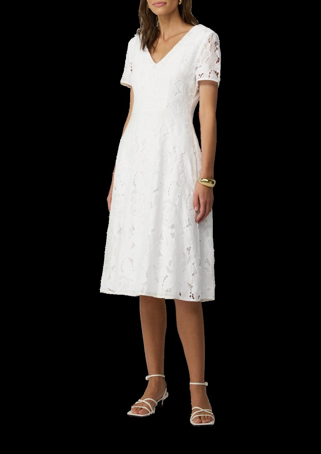 Midikleid aus Spitze mit blickdichtem Futter und floralem Muster