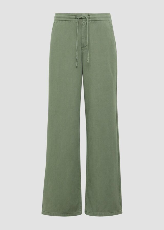 Relaxed-Fit-Twillhose mit Elastikbund und Bindeband
