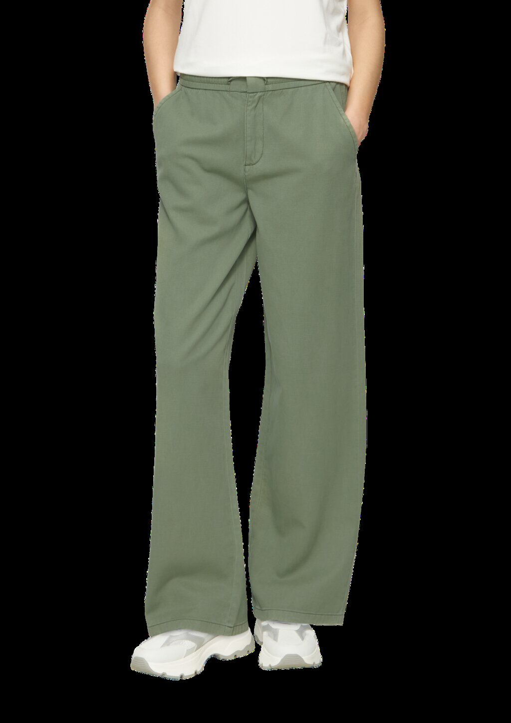 Relaxed-Fit-Twillhose mit Elastikbund und Bindeband