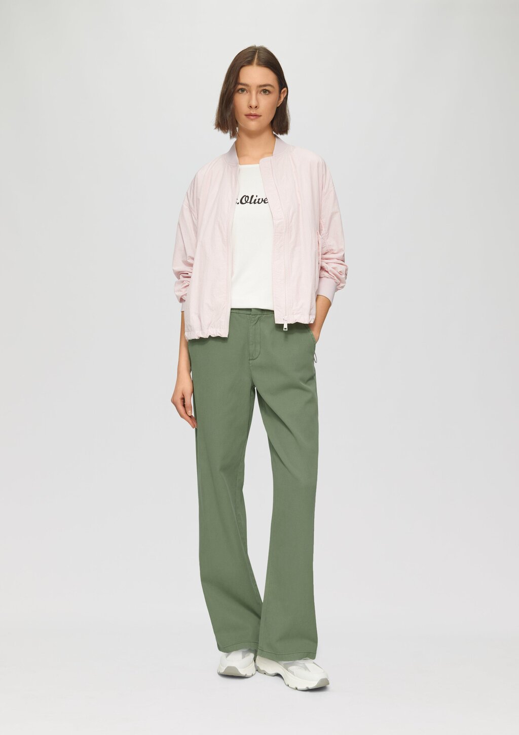 Relaxed-Fit-Twillhose mit Elastikbund und Bindeband