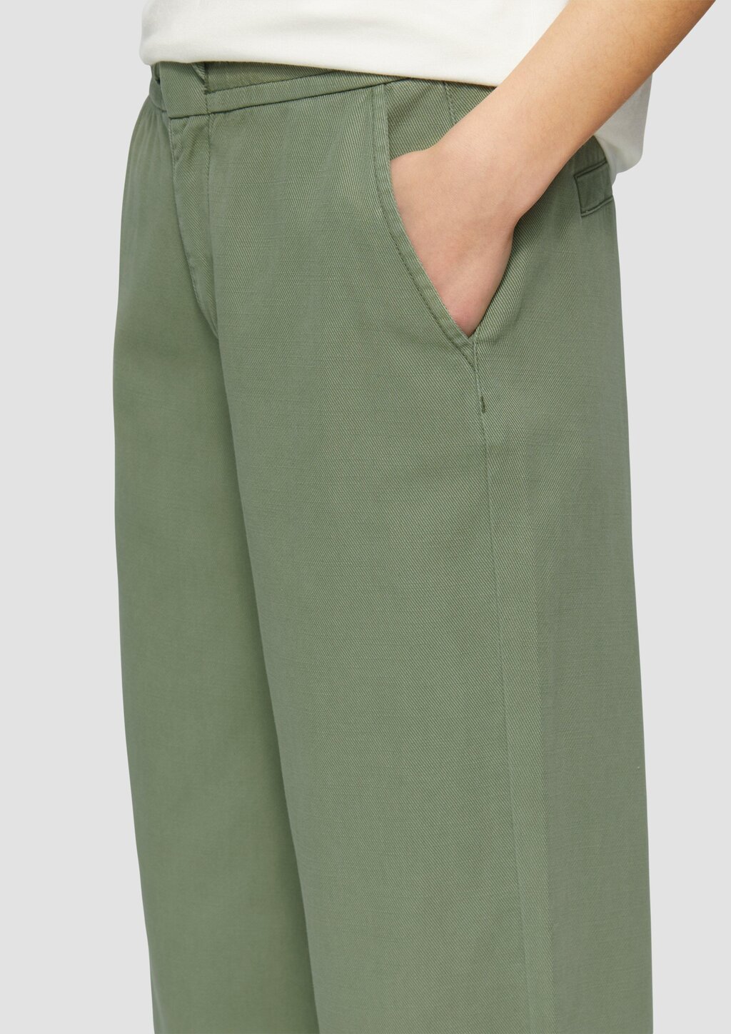 Relaxed-Fit-Twillhose mit Elastikbund und Bindeband