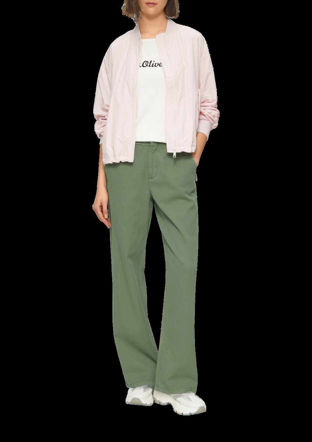 Relaxed-Fit-Twillhose mit Elastikbund und Bindeband