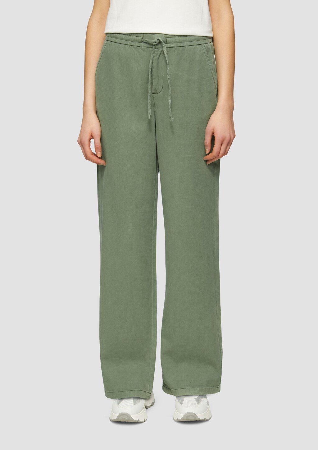 Relaxed-Fit-Twillhose mit Elastikbund und Bindeband