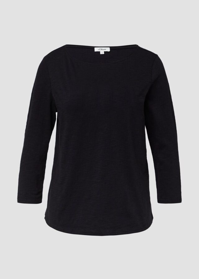 Shirt mit Flammgarnstruktur und 3/4-Ärmeln