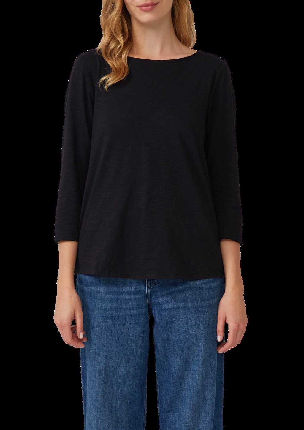 Shirt mit Flammgarnstruktur und 3/4-Ärmeln