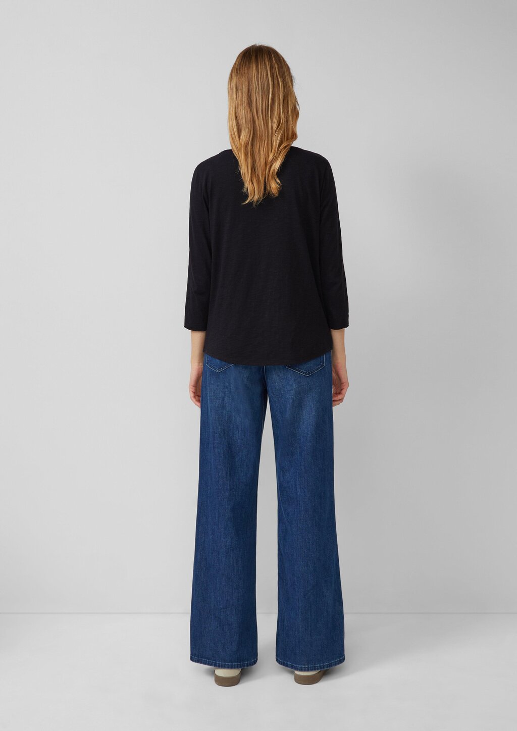 Shirt mit Flammgarnstruktur und 3/4-Ärmeln