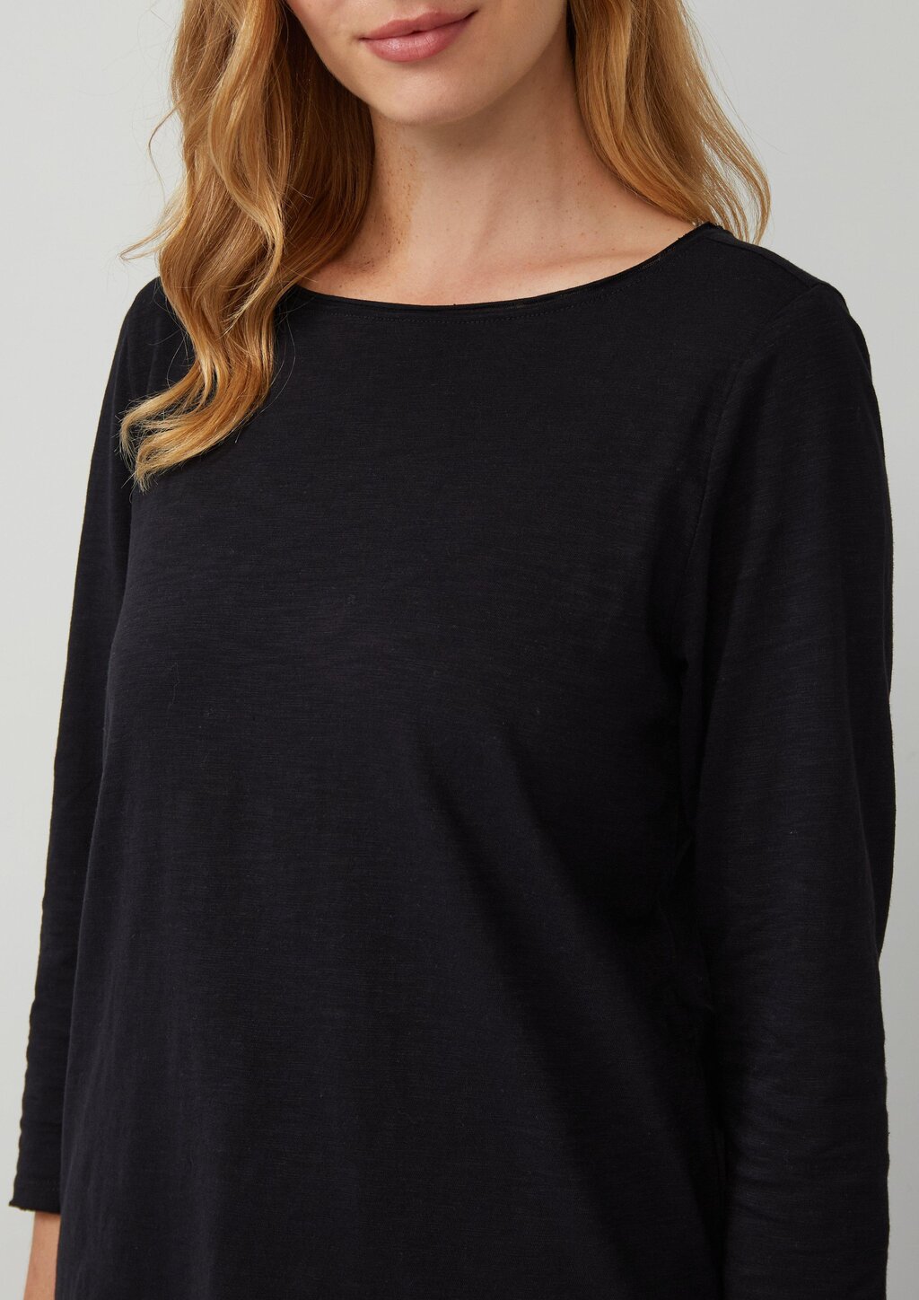 Shirt mit Flammgarnstruktur und 3/4-Ärmeln