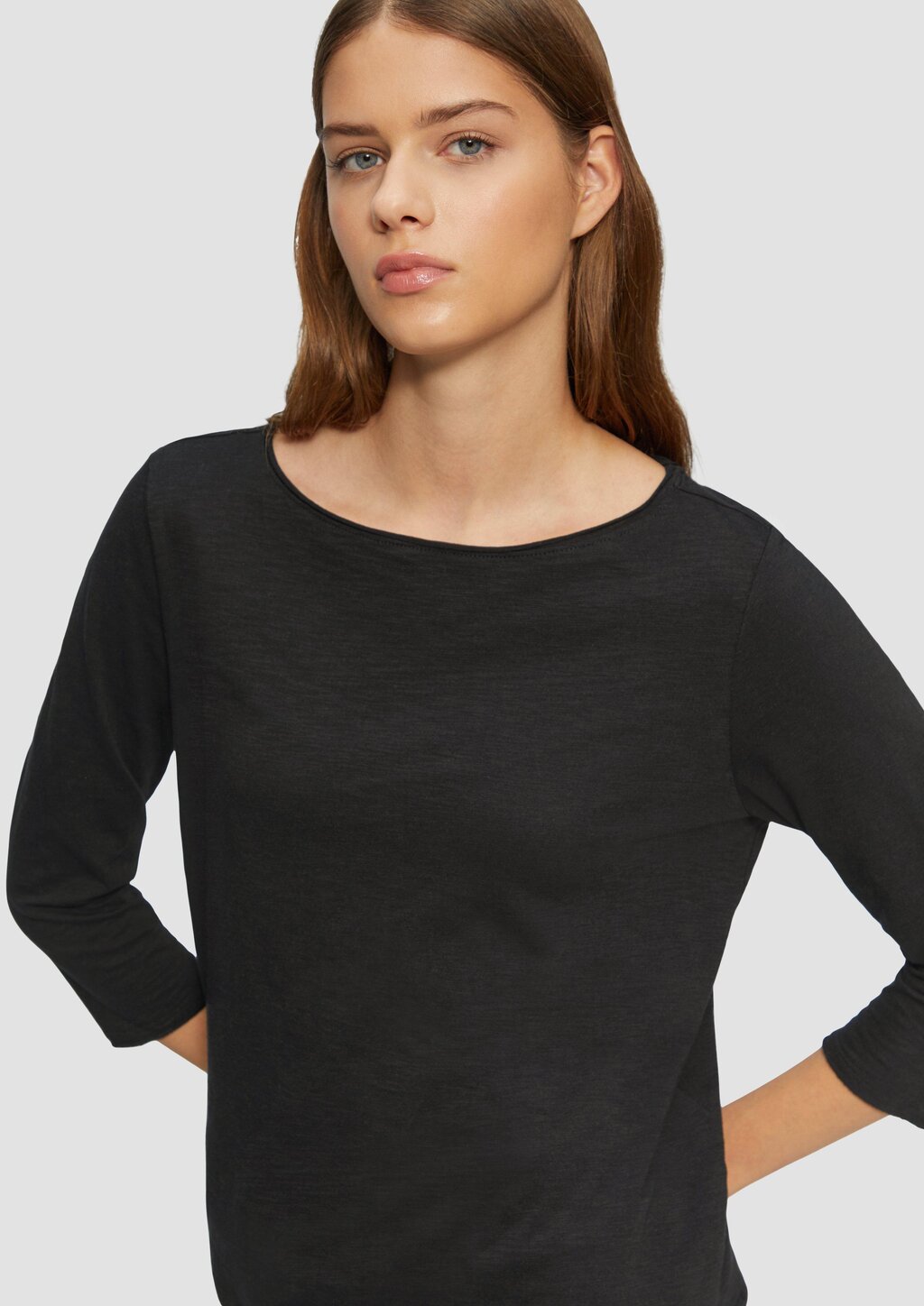 Shirt mit Flammgarnstruktur und 3/4-Ärmeln