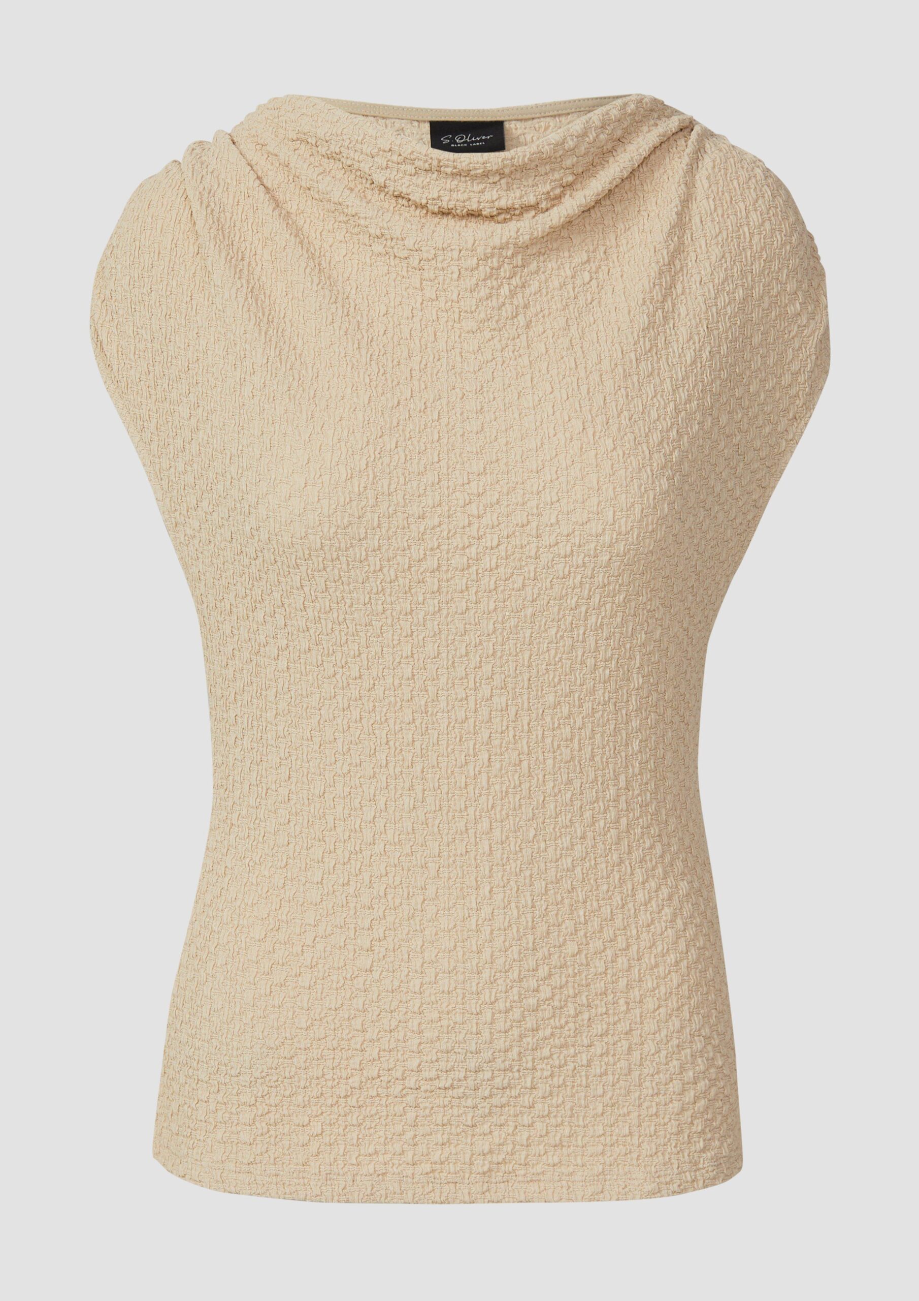 Strukturiertes Shirt mit Wasserfall-Ausschnitt