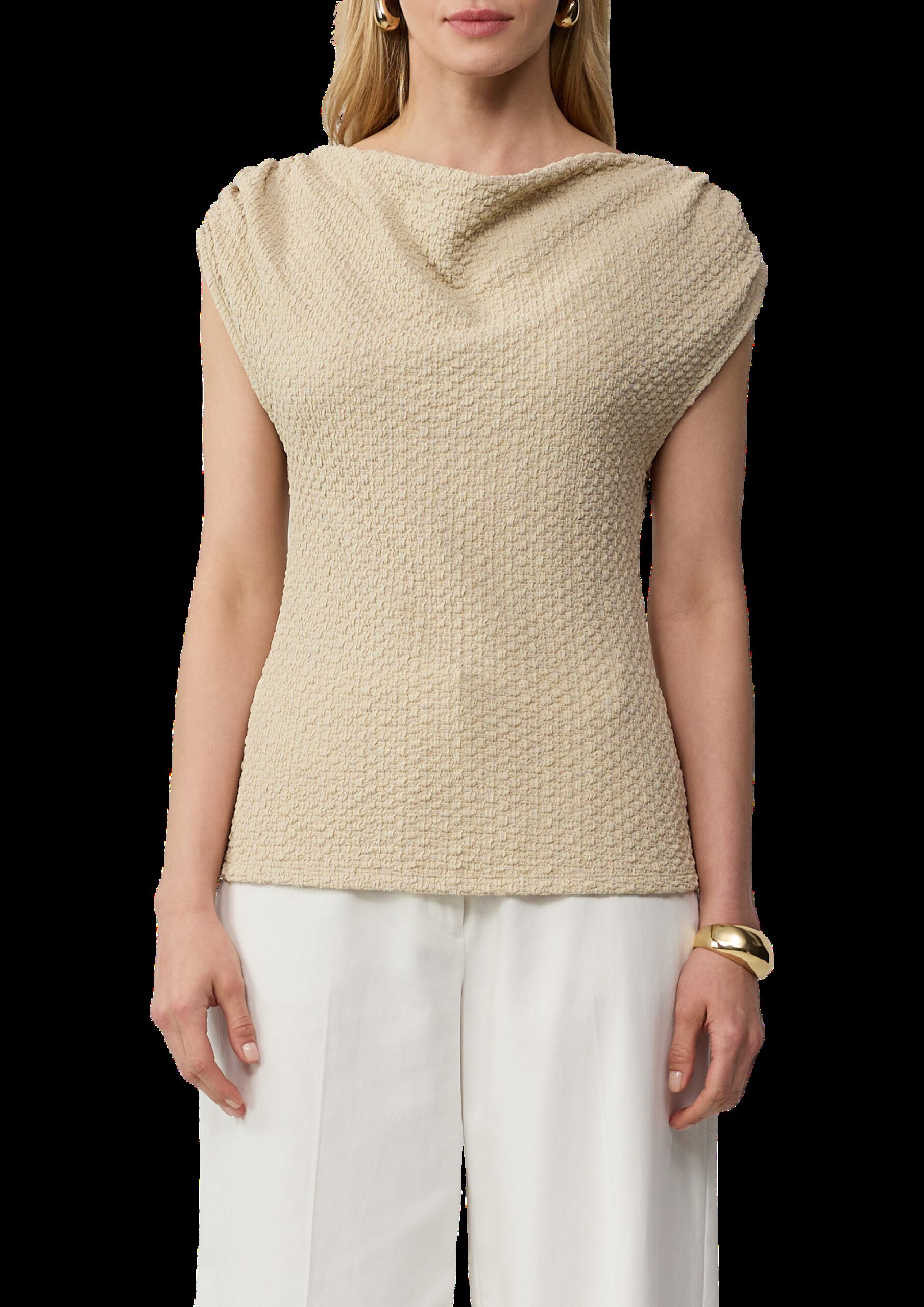 Strukturiertes Shirt mit Wasserfall-Ausschnitt