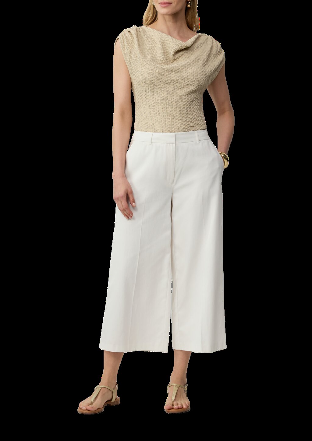 Strukturiertes Shirt mit Wasserfall-Ausschnitt