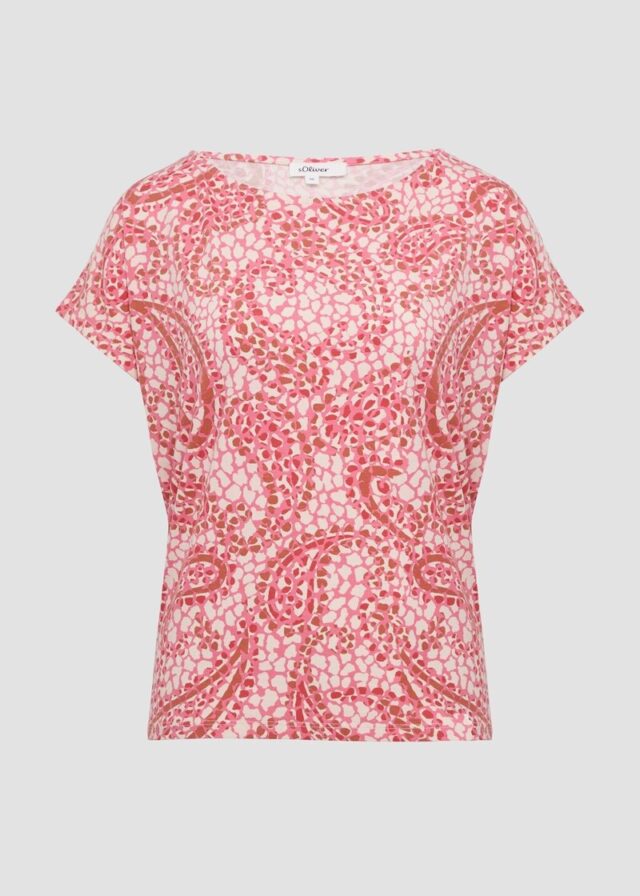 T-Shirt aus Viskosemix mit überschnittenen Schultern