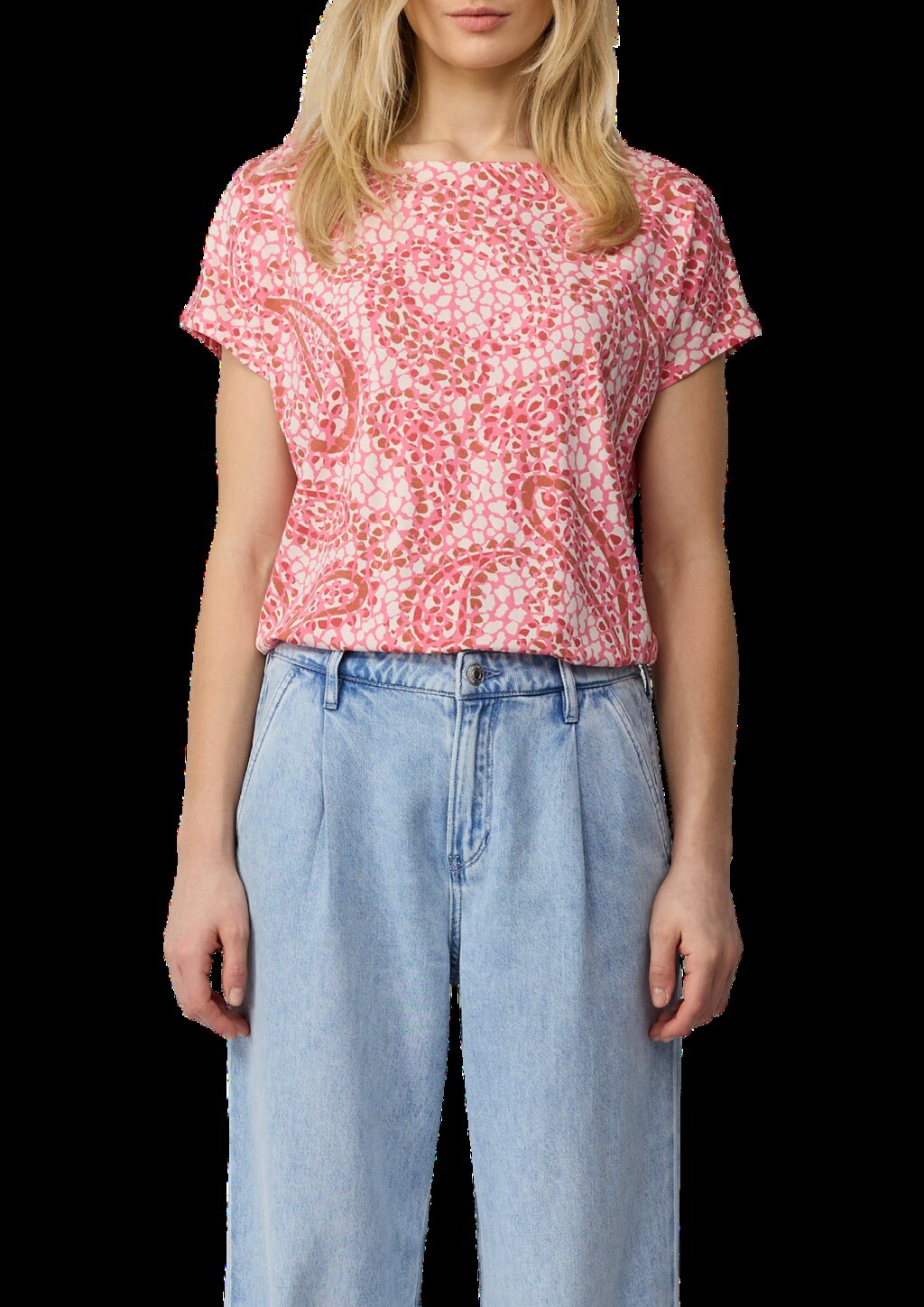 T-Shirt aus Viskosemix mit überschnittenen Schultern