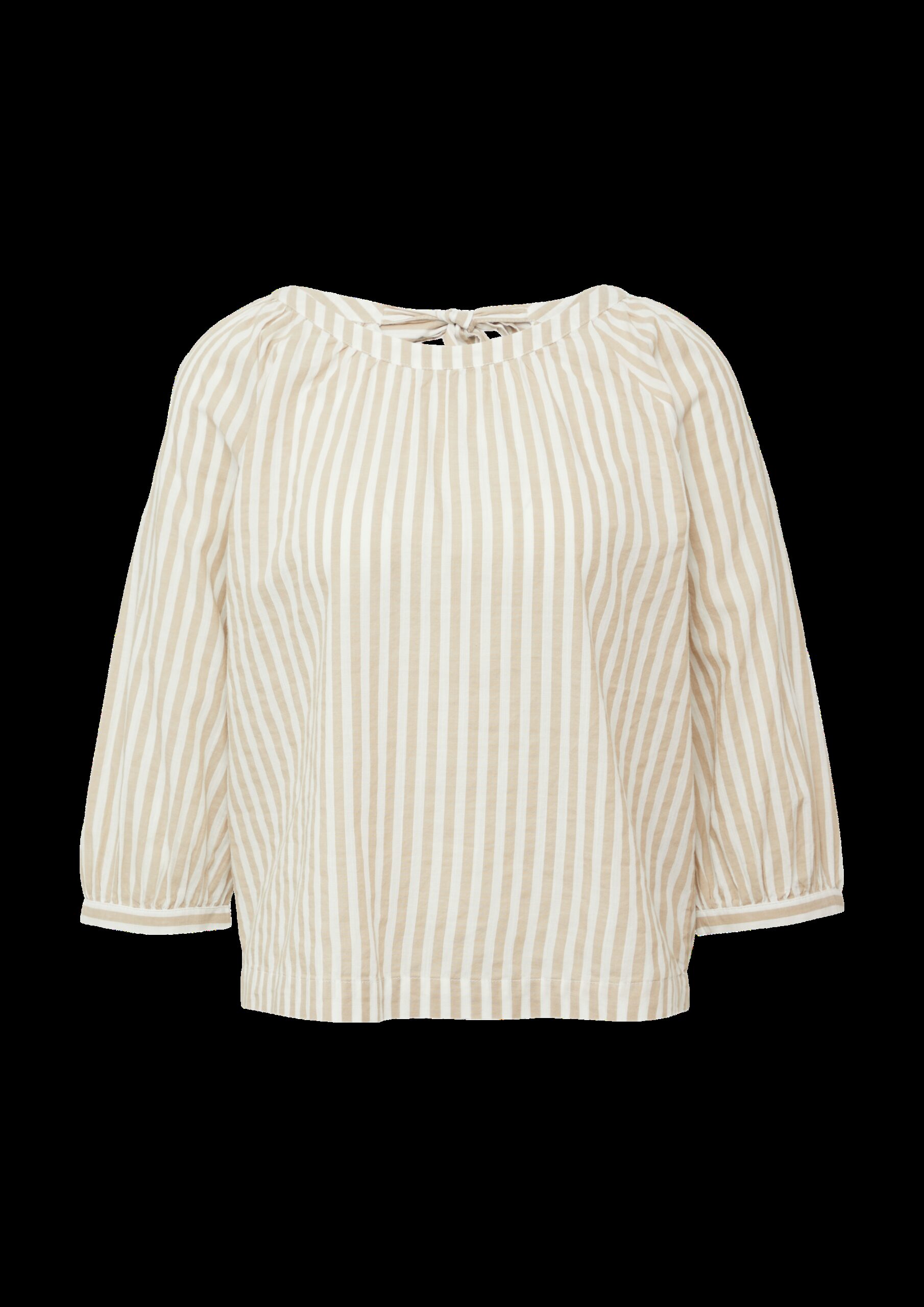 Streifenbluse mit Raffung und Schleife