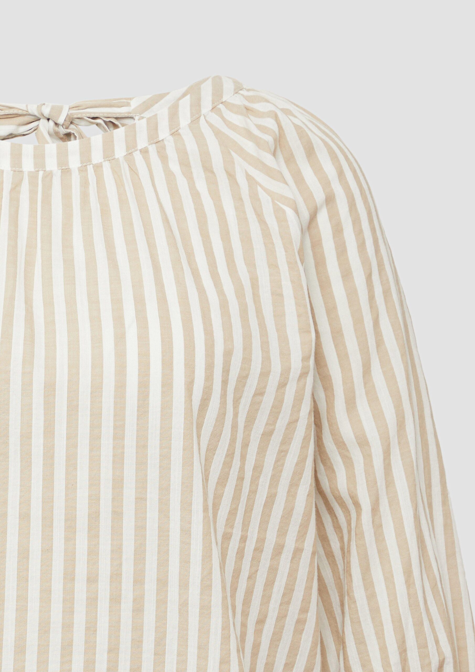 Streifenbluse mit Raffung und Schleife