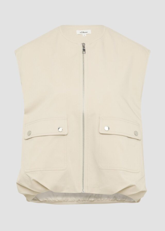 Twill-Weste im Relaxed Fit mit Raffungs-Details