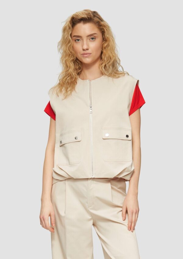 Twill-Weste im Relaxed Fit mit Raffungs-Details