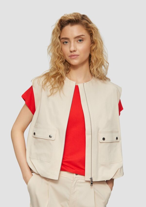Twill-Weste im Relaxed Fit mit Raffungs-Details