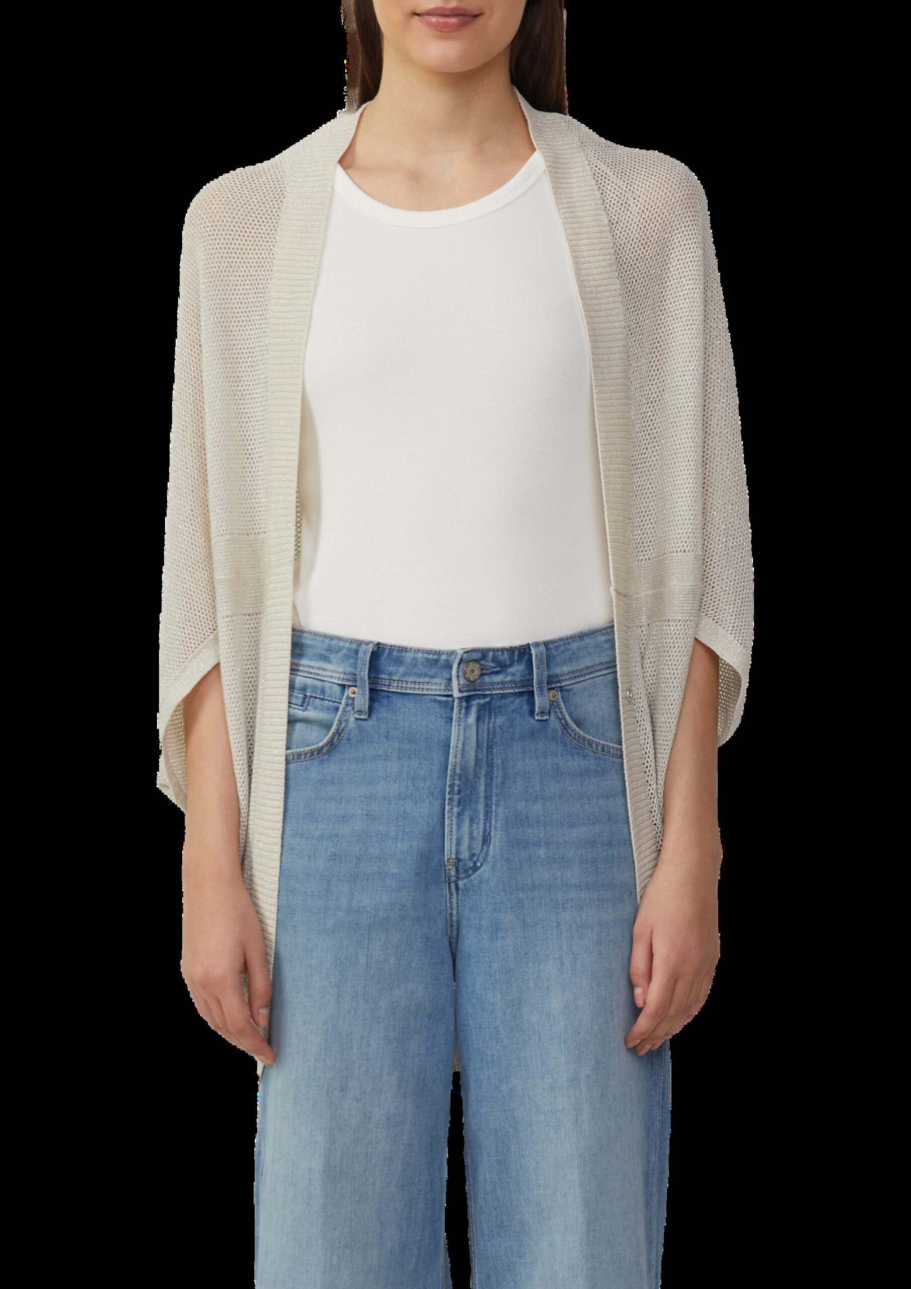 Strickponcho mit Glitzergarn