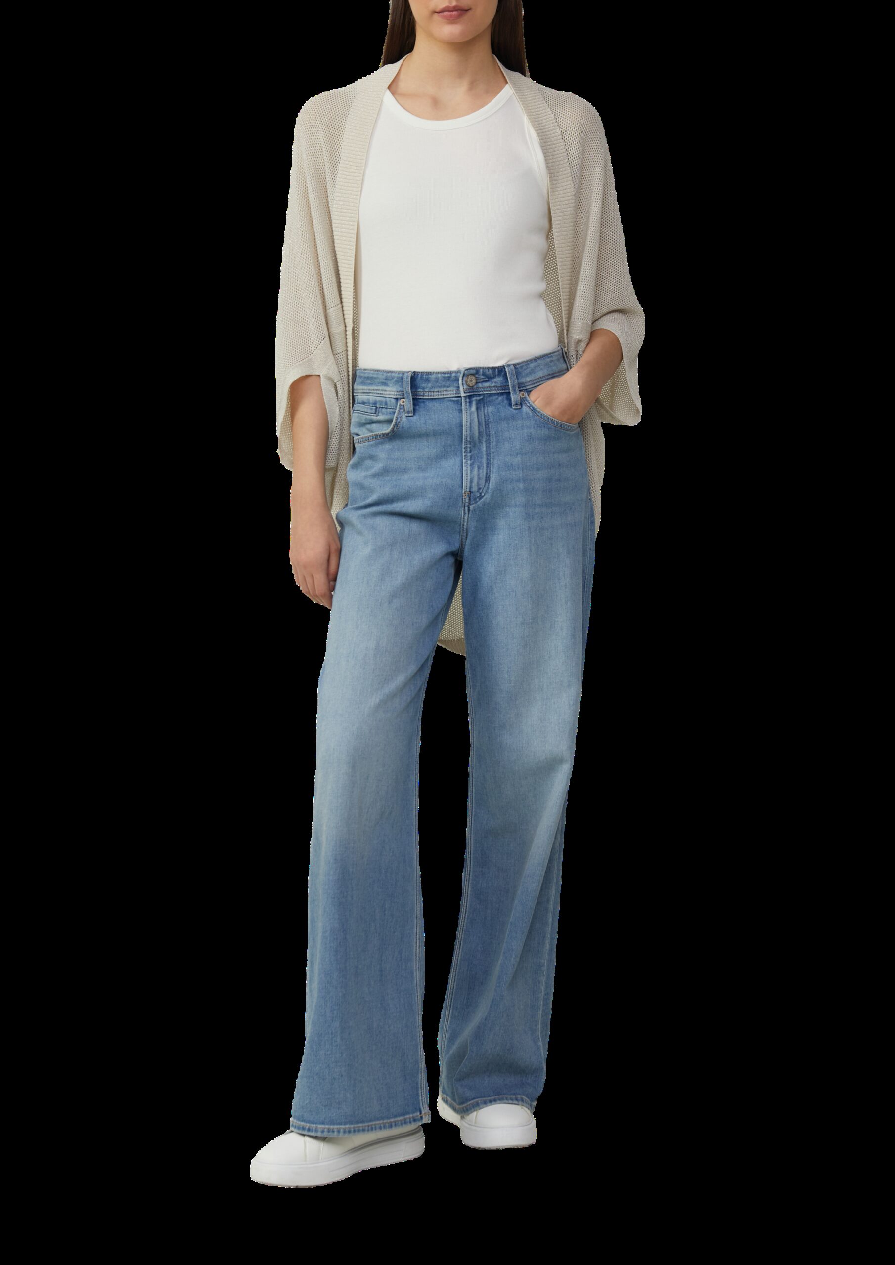 Strickponcho mit Glitzergarn