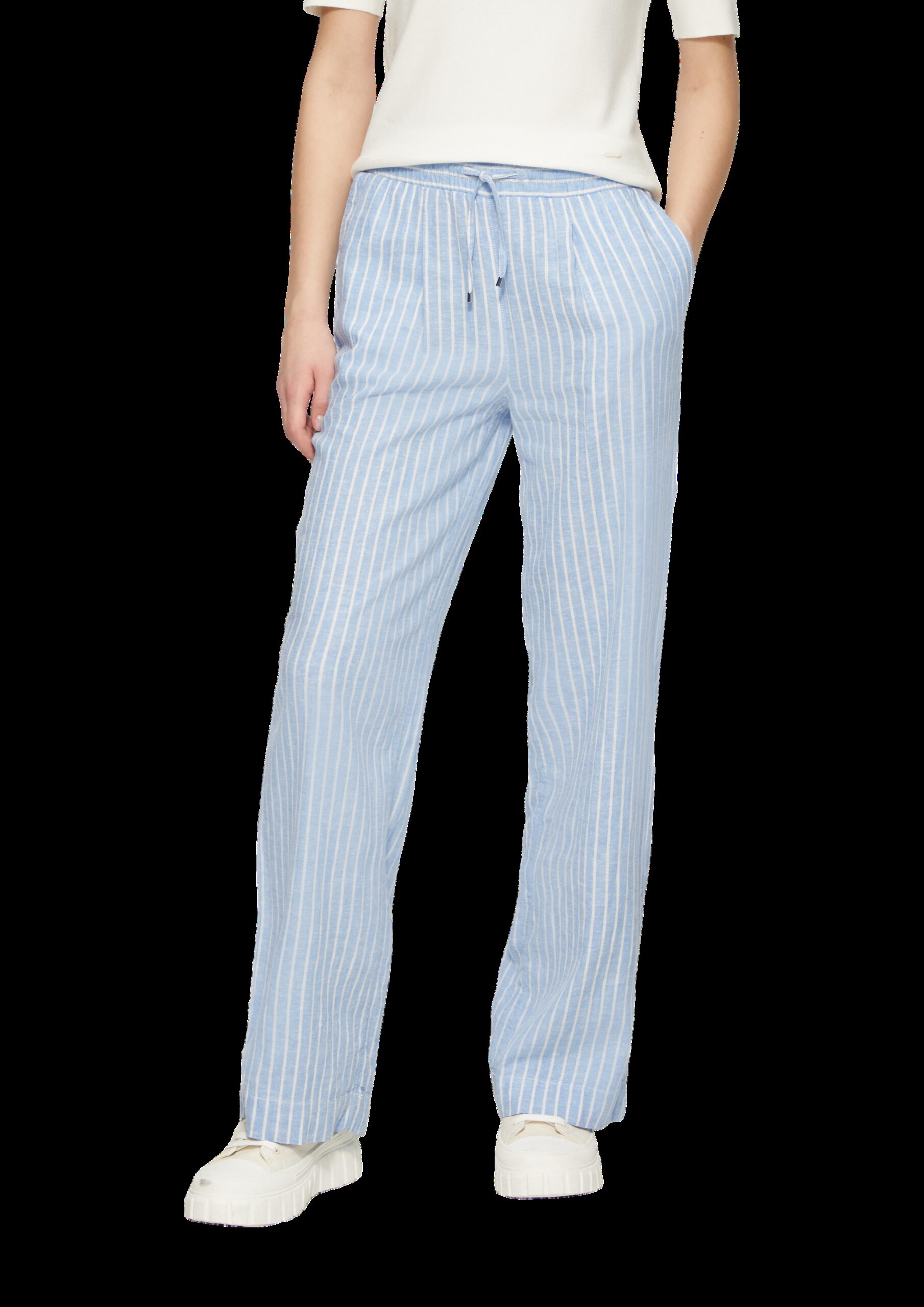 Wide-Leg-Hose aus Leinemix