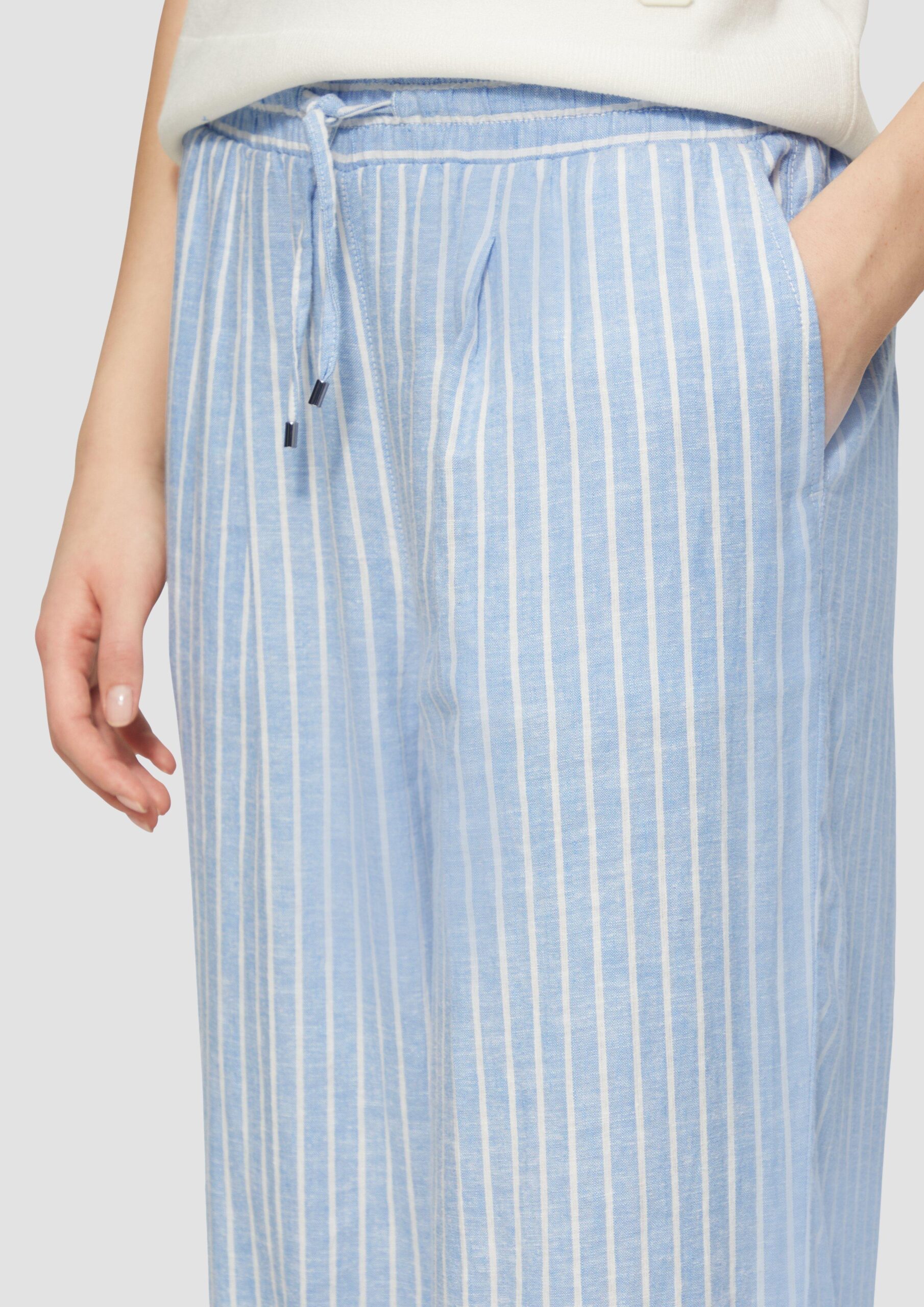 Wide-Leg-Hose aus Leinemix