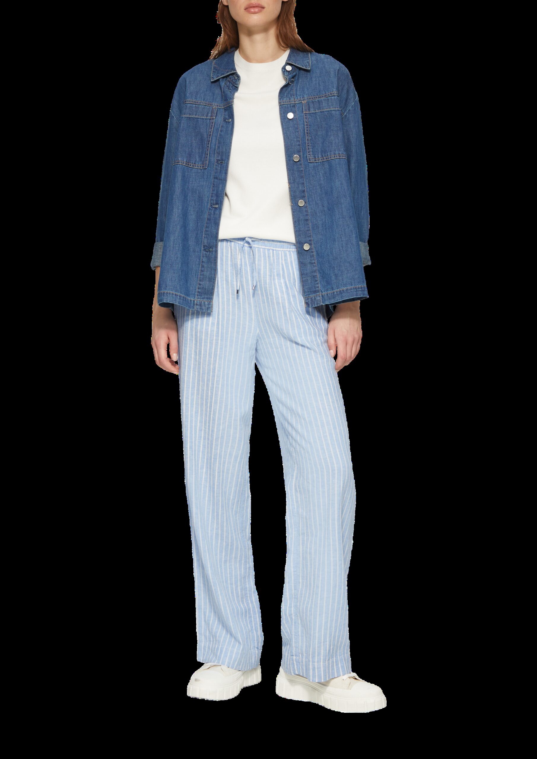 Wide-Leg-Hose aus Leinemix