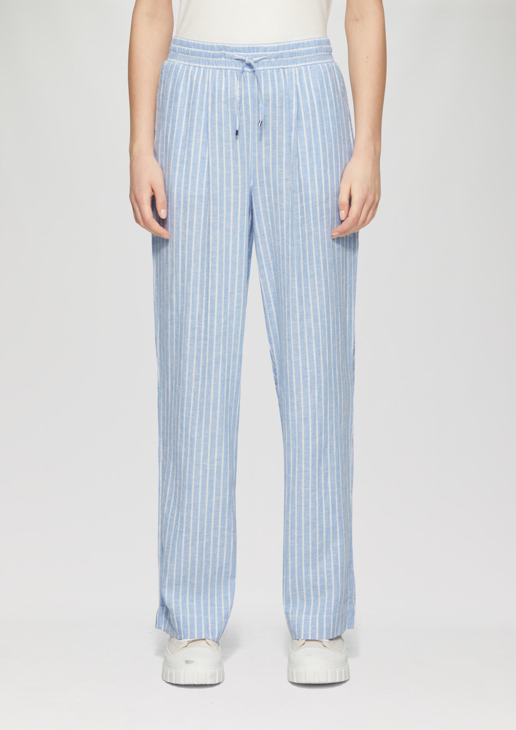 Wide-Leg-Hose aus Leinemix