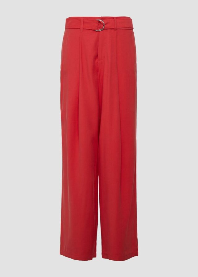 Wide-Leg-Hose aus Viskosemix mit Stoffgürtel