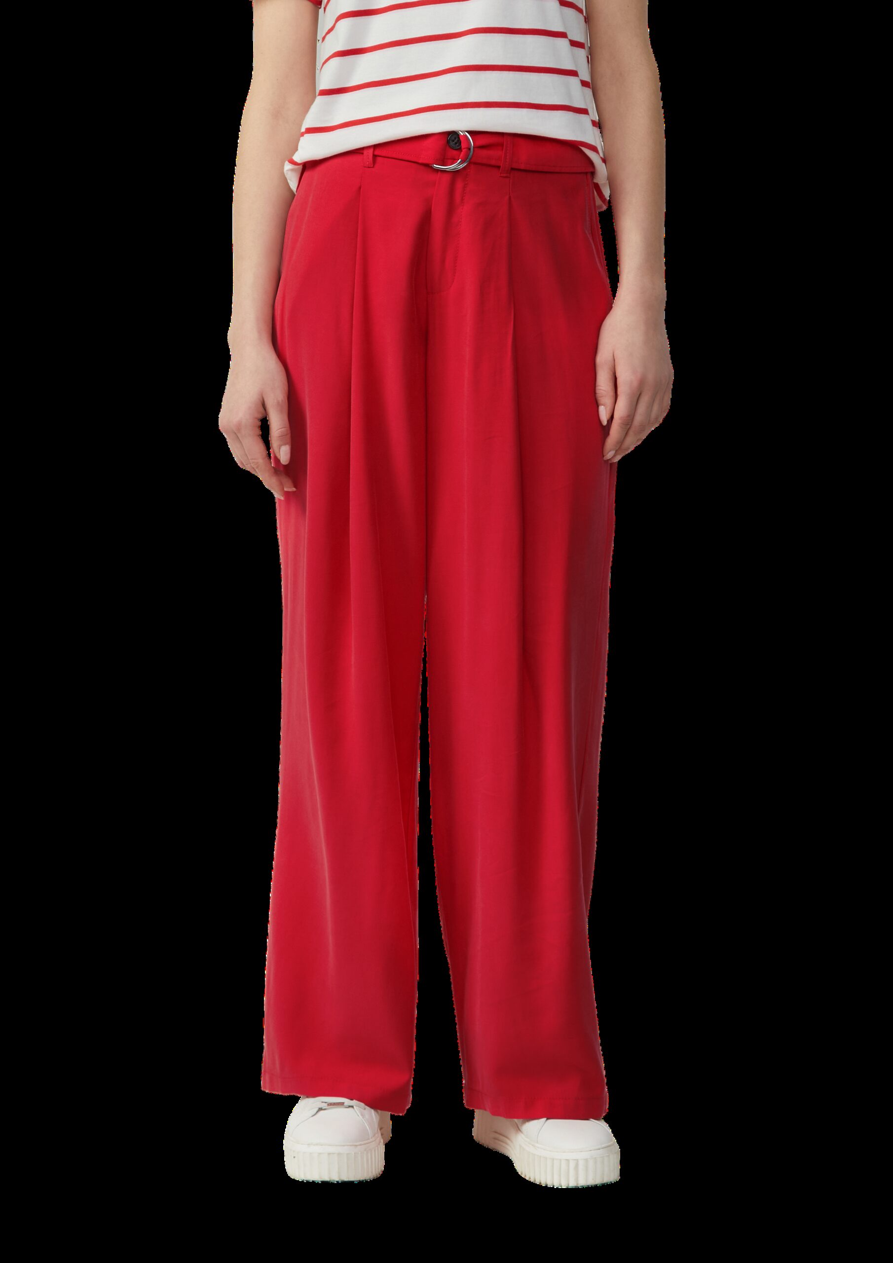 Wide-Leg-Hose aus Viskosemix mit Stoffgürtel