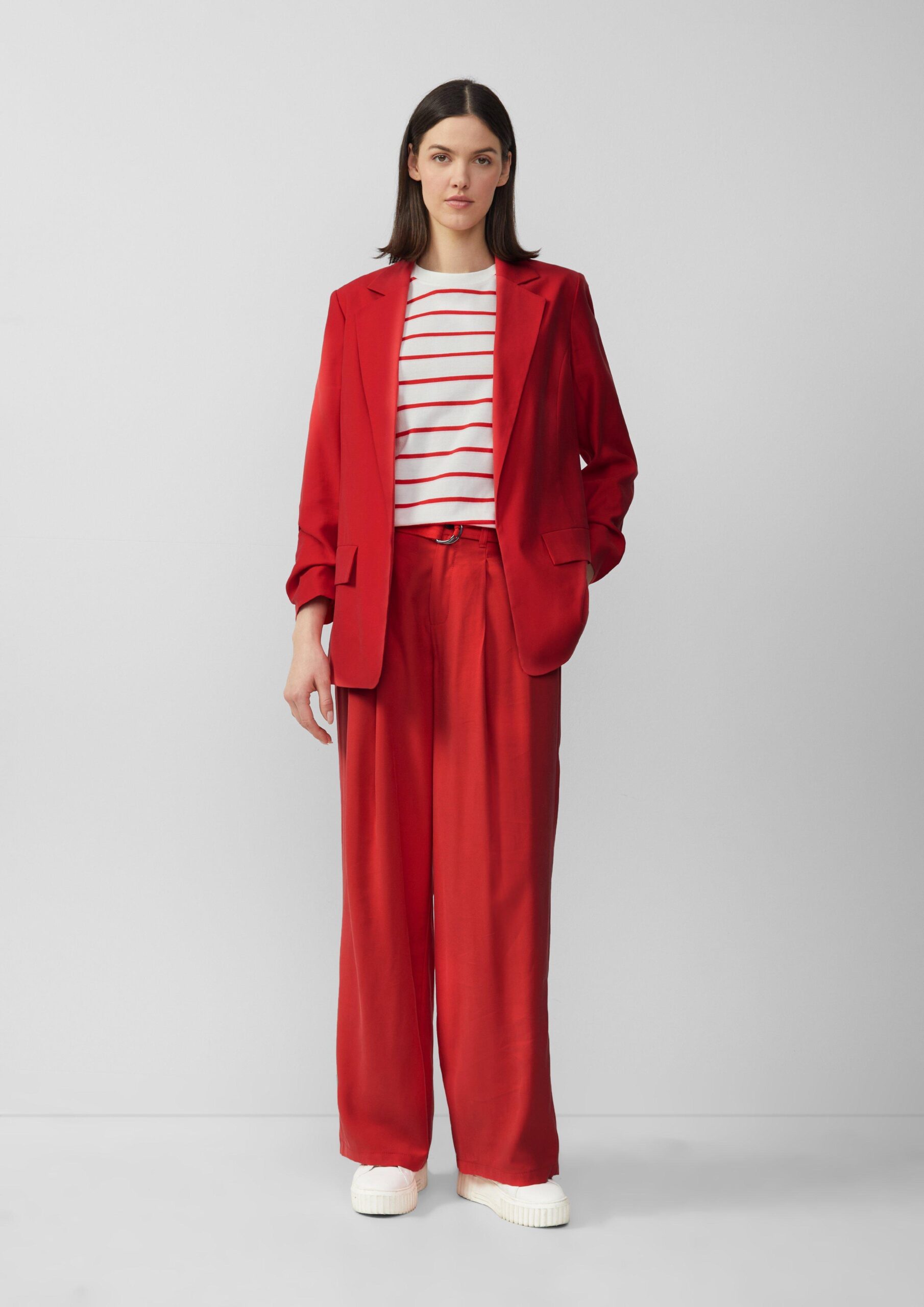 Wide-Leg-Hose aus Viskosemix mit Stoffgürtel