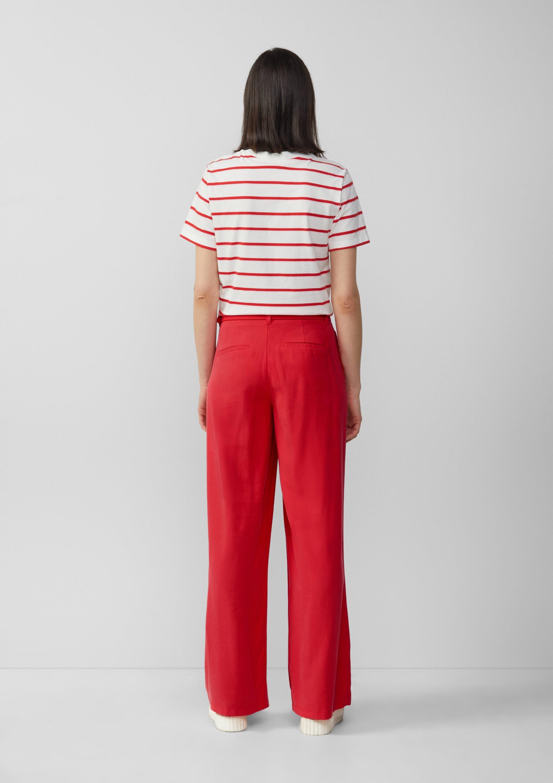 Wide-Leg-Hose aus Viskosemix mit Stoffgürtel