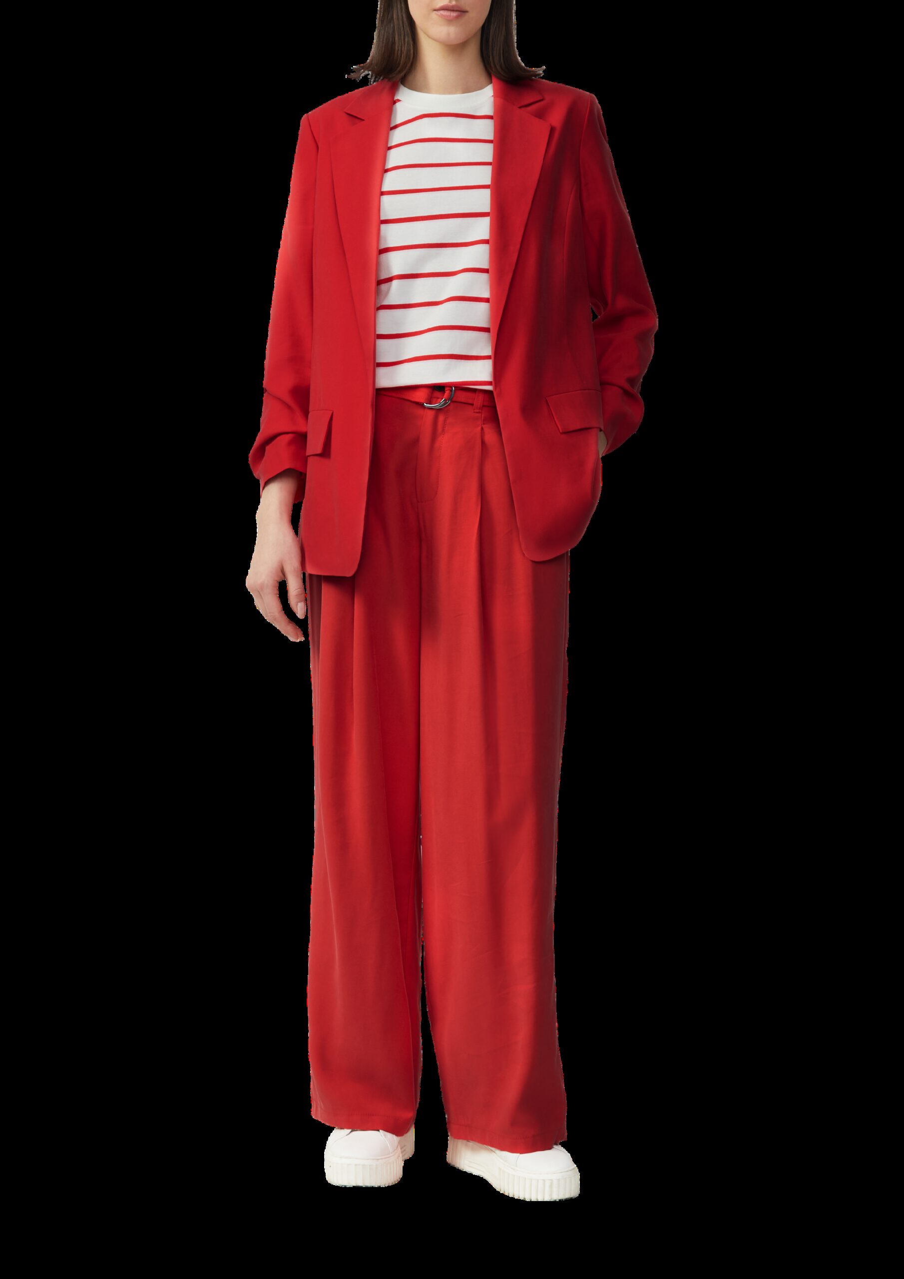 Wide-Leg-Hose aus Viskosemix mit Stoffgürtel