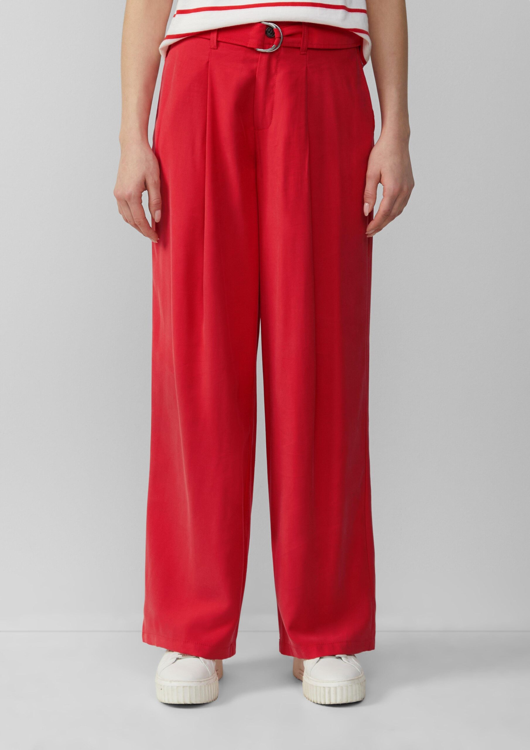 Wide-Leg-Hose aus Viskosemix mit Stoffgürtel